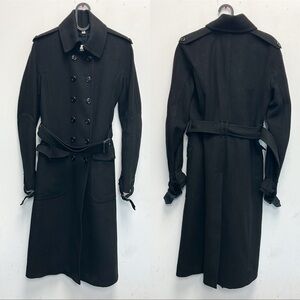 Burberry black Virgin wool belted Coat